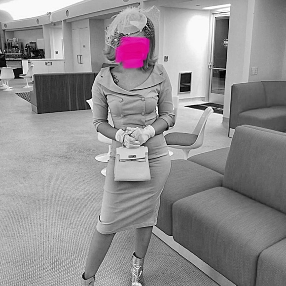 Stunning White vintage style pinup cocktail dress 50s 60s - Picture 2 of 13